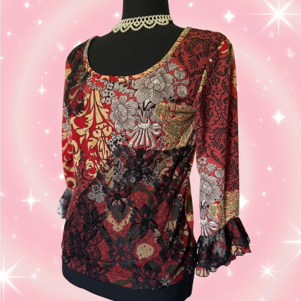 Vintage Y2K Bleu Haven Fall Mesh Fairy Blouse NWT Size Medium